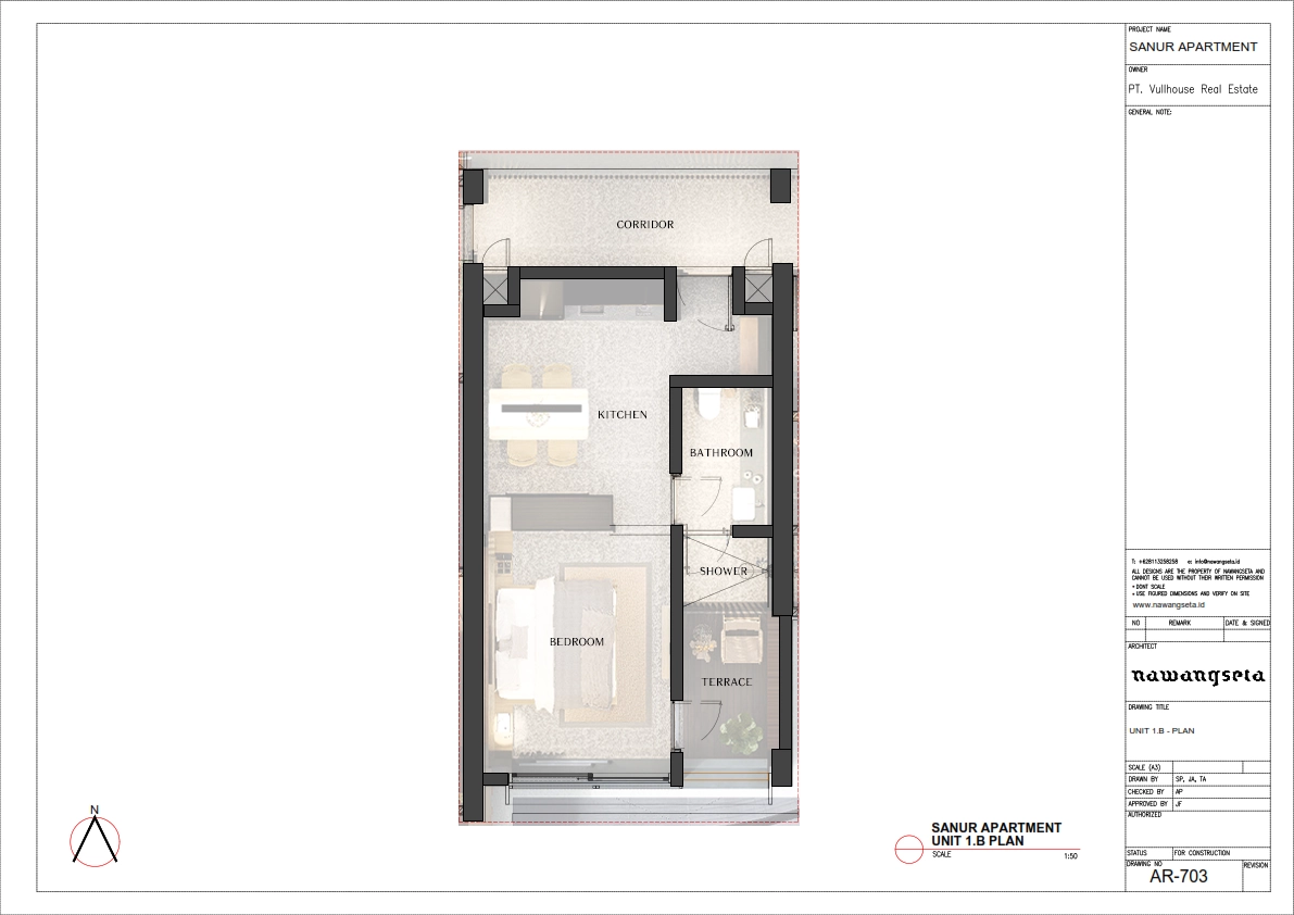 Studio Apartment Surya (Unit 1B) floor plan